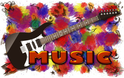 DivineDesigns 41 cm Music Guitar Self Adhesive Sticker(Pack of 1)