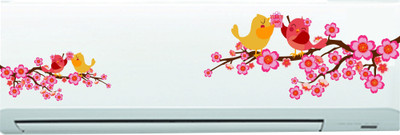DivineDesigns 23 cm Birds On the Colorful Branch AC Sticker Self Adhesive Sticker(Pack of 1)