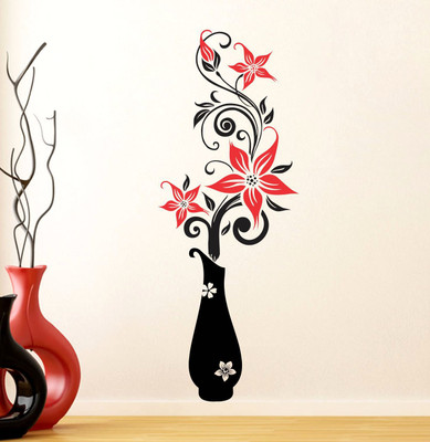 Decals Creation 35 cm New Flower Pot Wall Sticker Self Adhesive Sticker(Pack of 1)