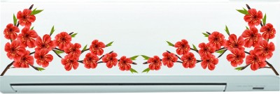 DivineDesigns 23 cm Red Flower AC Sticker Self Adhesive Sticker(Pack of 1)