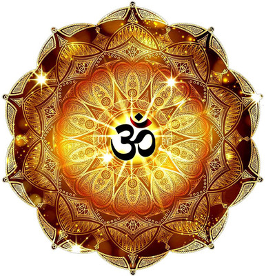 DivineDesigns 58 cm Golden Om Symbol Self Adhesive Sticker(Pack of 1)
