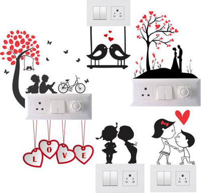 Decals Creation 35 cm Switch Sticker Love Switch Board Sticker Wall Sticker Self Adhesive Sticker(Pack of 6)