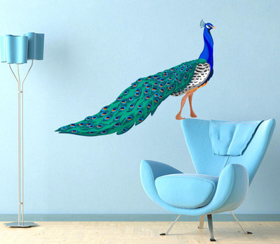 Decals Creation 35 cm Peacock Wall Sticker Self Adhesive Sticker(Pack of 1)