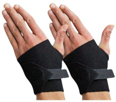 EmmEmm Pack of 2 Pcs Adjustable Thumb, Palm & Wrist Support (All in One Hand Support) Wrist Support(Black)