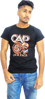 Lazzor Typography Men Round Neck Black T-Shirt