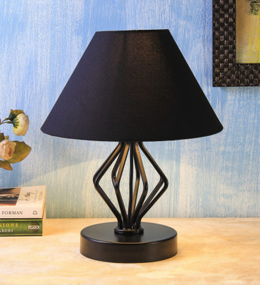 Devansh Black Cotton Designer Triangle Wrought Iron Table Lamp(31 cm, Black)