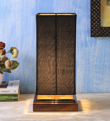 Devansh Wood Black Square Table Lamp(31 cm, Black)