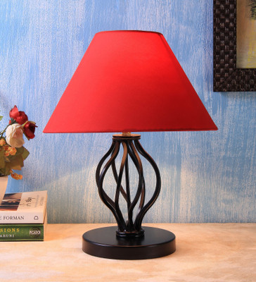 Devansh Red Cotton Desginer Basket Wrought Iron Table Lamp(31 cm, Red)