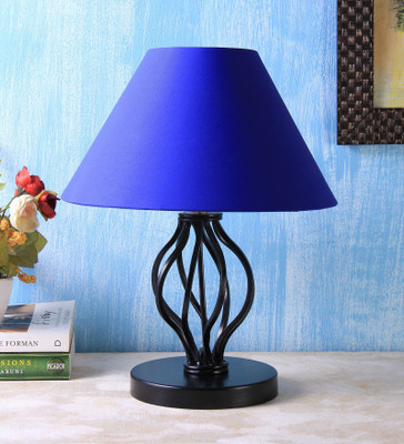 Devansh Blue Cotton Desginer Basket Wrought Iron Table Lamp(31 cm, Blue)