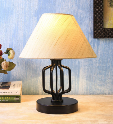 Devansh Off white Designer Round Square Wrought Iron Table Lamp(31 cm, Off white)