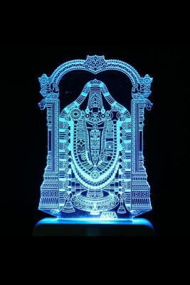 Aamivi Lord Tirupati Balaji 3D Multi Colour Night Lamp(5 cm, Multicolor)