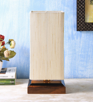 Devansh Wood Off white Square Table Lamp(31 cm, Off white)