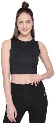 Tuna London Casual Sleeveless Solid Women Black Top