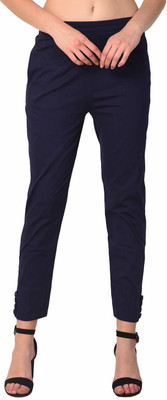 trendzmy Slim Fit Women Dark Blue Trousers
