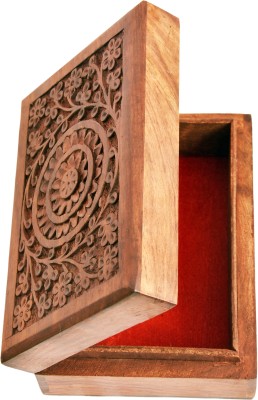 nexplora industries pvt. ltd. Handmade Wooden Jewellery Box for Women Wood Jewel Organizer Hand Carved with Intricate Carvings Gift Items Make up & Jewellery Vanity Box(Wooden)