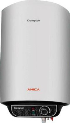 Crompton 10 L Storage Water Geyser (Amica, Black, White)