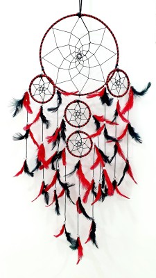 BS AMOR Dream Catcher | Wall Hangings | Home Decor, Handmade |Bedroom,Party ,Festival Feather Dream Catcher(30 inch, Red, Black)