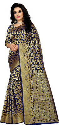 jayant creation Embellished Banarasi Jacquard Saree(Dark Blue)