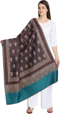 Kashmiri Handloom Shawl Wool Printed Women Shawl(Brown, Blue)