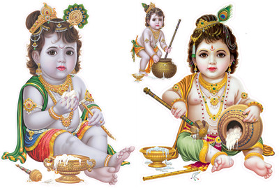 RANGOLI 70 cm Baal Krishna Ji 200/39 Self Adhesive Sticker(Pack of 2)