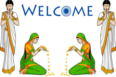god & god's 61 cm Beautiful Two Lady on Welcome Self Adhesive Sticker(Pack of 1)