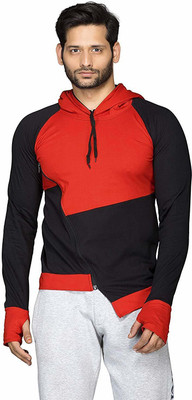 FASHNET Colorblock Men Hooded Neck Multicolor T-Shirt