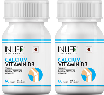 INLIFE Calcium Vitamin D3 for Healthy Bone & Joint Health (2 Pack)(2 x 60)