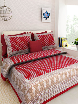 Xenops 280 TC Cotton Double Checkered Flat Bedsheet(Pack of 1, Maroon)
