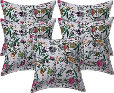 Go Texstylers Floral Cushions Cover(Pack of 5, 40.64 cm*40.64 cm, Multicolor)