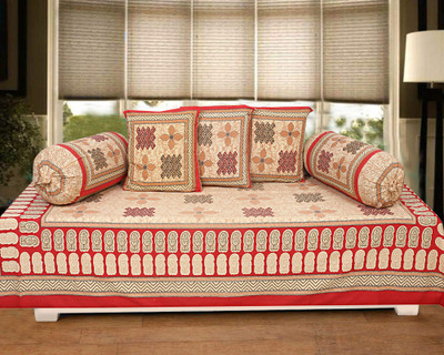 Texstylers Cotton Abstract Diwan Set(Multicolor)