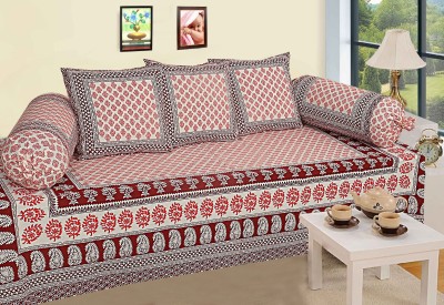 Texstylers Cotton Paisley Diwan Set(Maroon)