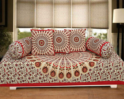 Texstylers Cotton Abstract Diwan Set(Multicolor)