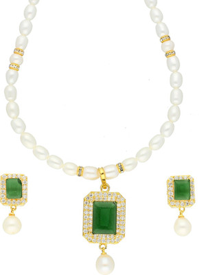 JPearls Alloy Gold-plated White Jewellery Set(Pack of 1)