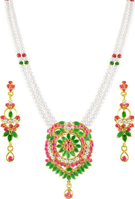 Sri Jagdamba Pearls Mother of Pearl Gold-plated White Jewellery Set(Pack of 1)