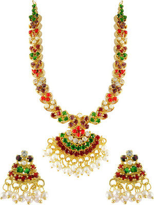 Sri Jagdamba Pearls Mother of Pearl Gold-plated Multicolor Jewellery Set(Pack of 1)