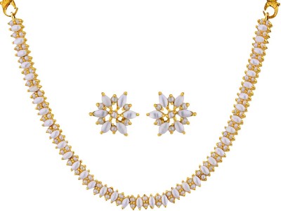 Sri Jagdamba Pearls Alloy Gold-plated White Jewellery Set(Pack of 1)