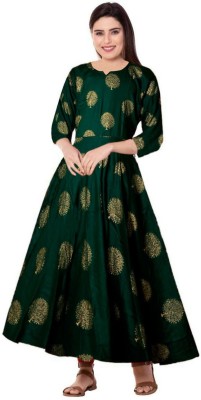 Trendy Fab Women Printed A-line Kurta(Green)