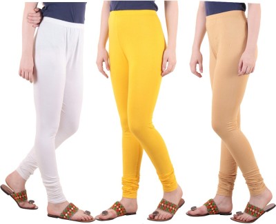 DIAZ Ethnic Wear Legging(White, Beige, Yellow, Solid)