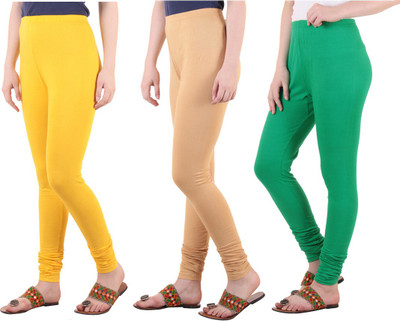 DIAZ Ethnic Wear Legging(Green, Beige, Yellow, Solid)
