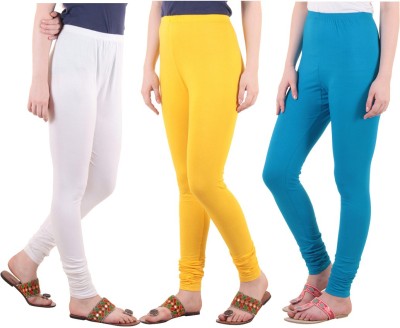 DIAZ Ethnic Wear Legging(Light Blue, White, Yellow, Solid)