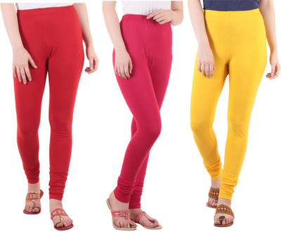 DIAZ Ethnic Wear Legging(Red, Pink, Yellow, Solid)