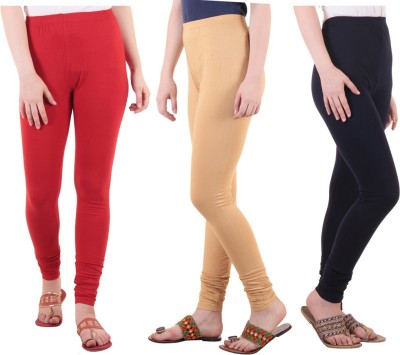 DIAZ Ankle Length  Ethnic Wear Legging(Dark Blue, Red, Beige, Solid)