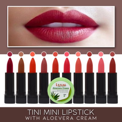 ads Color 2 Color Tini Mini Lipsticks Shade-B Pack of 10 with Lilium Aloevera Cream(Multicolor, 120 g)