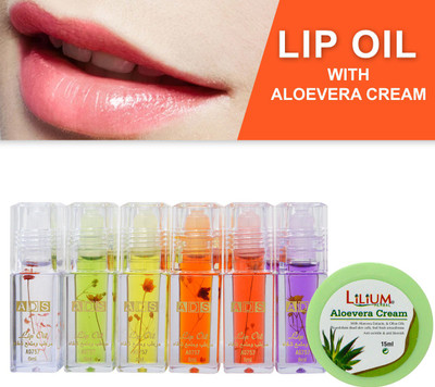 ads Lip Oil for Soft and Smooth Lips A0757 Pack of 6 with Lilium Aloevera Cream(5 ml, Multicolor)