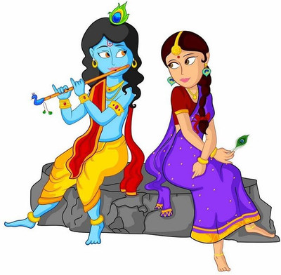 Asmi Collections 60 cm Beautiful Radha Krishna Self Adhesive Sticker(Pack of 1)