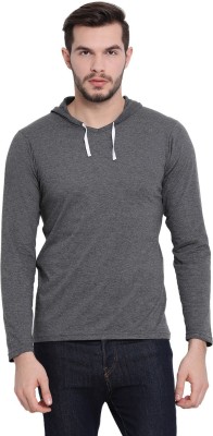 VIMAL JONNEY Self Design Men Hooded Neck Grey T-Shirt