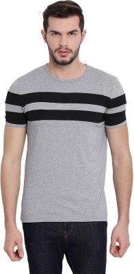 VIMAL JONNEY Striped Men Round Neck Grey T-Shirt