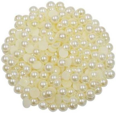 Crafts Haveli Quilling And Jewellery Making Acessories Pearl Beads Half Cut Round Shapeused In Dresses, Jewellery Formation, Scrap Booking, Wedding Trays Making, Arts And Crafts (200 Pieces, Size 6Mm)