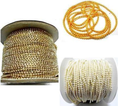 Crafts Haveli Quilling And Jewellery Making Acessories Stone Chain,Pearl Chain,Golden Ball Chain - Golden ( 2 Meter Each )