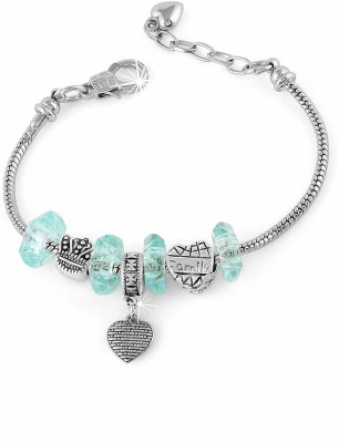 Divastri Brass Crystal Silver Charm Bracelet